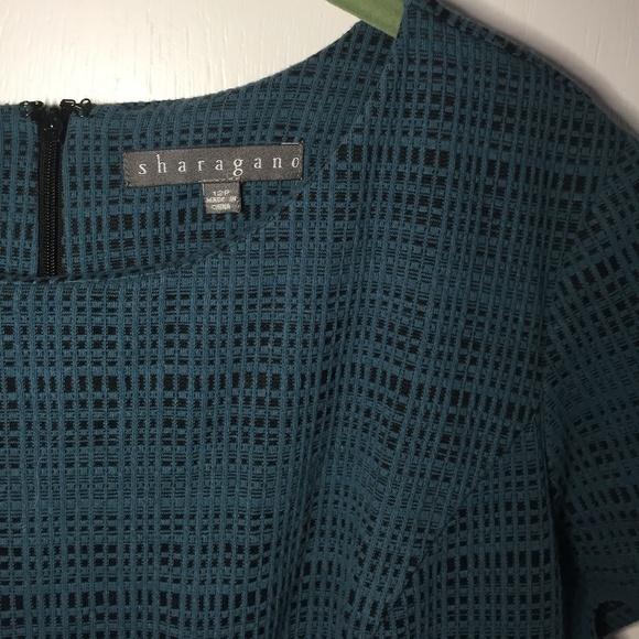 Sharagano Plaid Sheath Dress Blue Black 12P - Picture 3 of 5